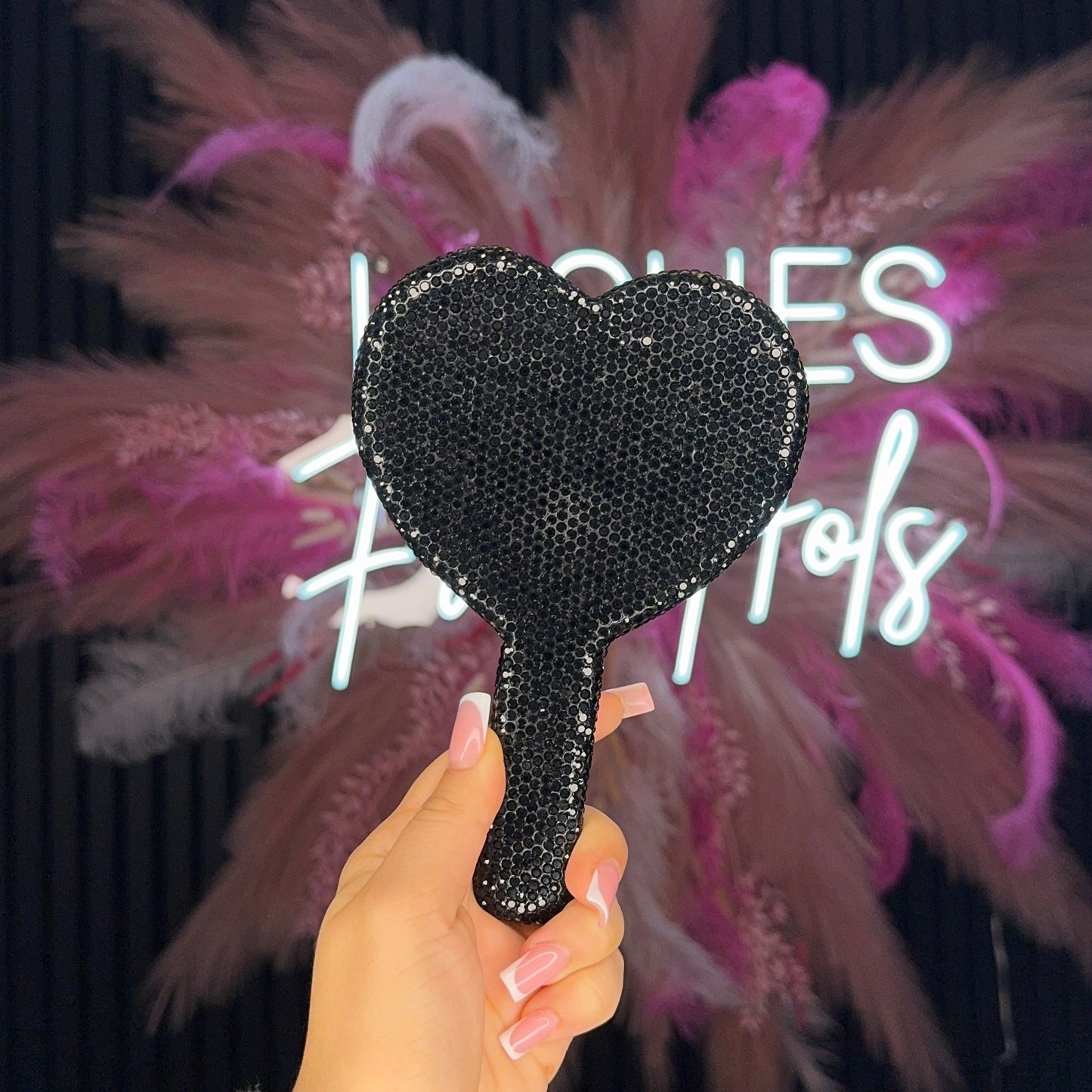 Heart Shape Diamonte Mirror