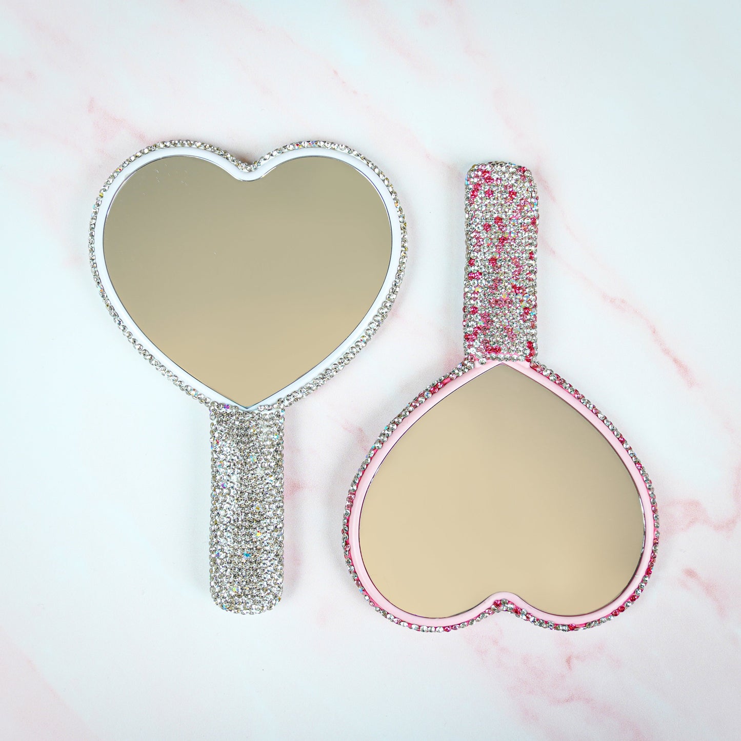 Heart Shape Diamonte Mirror