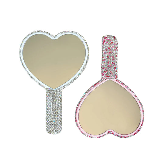 Heart Shape Diamonte Mirror