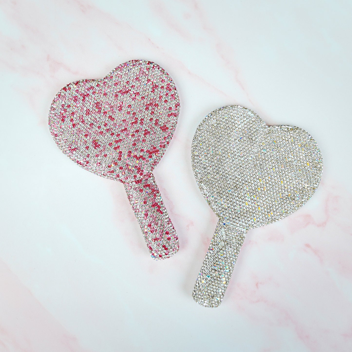 Heart Shape Diamonte Mirror