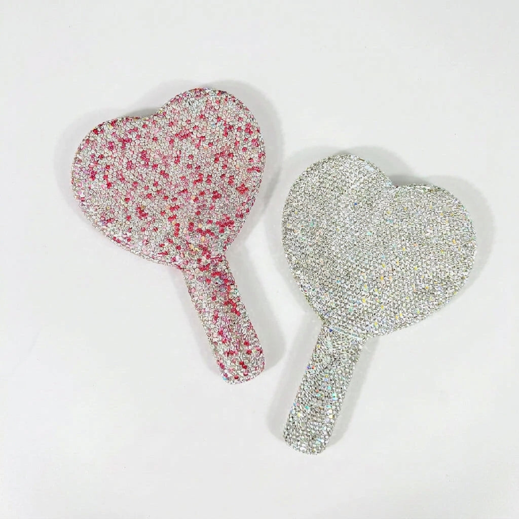 Heart Shape Diamonte Mirror